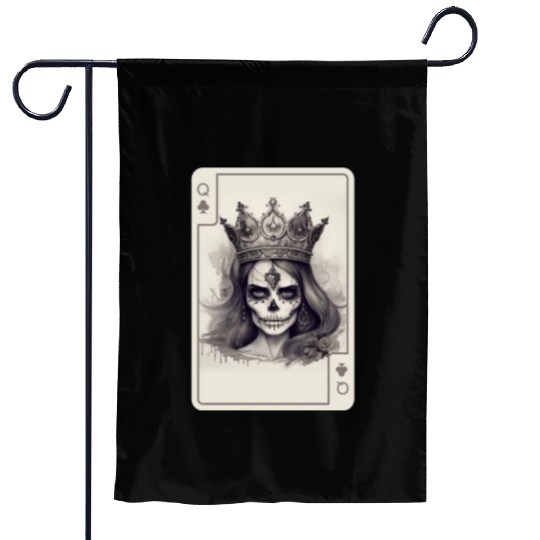 Gothic Poker Card Game Creepy Queens Skull Garden Flags