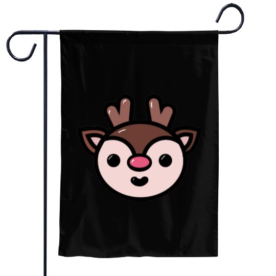 Reindeer Face Garden Flags