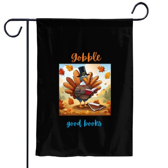 Gobble Good Book Thanksgiving Library Turkey Fall Garden Flags