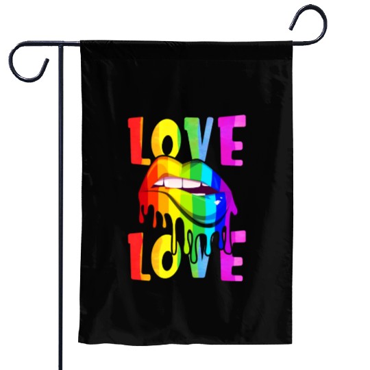 Love Lgbtq Lgbt Rainbow Flag Lips Gay Lesbian Garden Flags