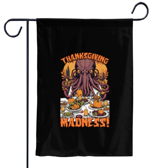 Autumn Feast with Cthulhu - Thanksgiving Madness Garden Flags
