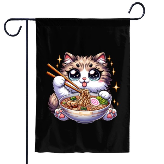 Ramen Cat Neko Noodles Japanese Anime Garden Flags