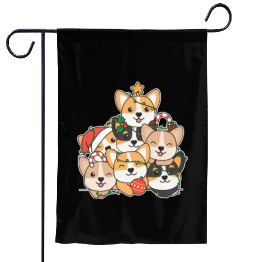 Corgi Christmas Tree Funny Animal Christmas Garden Flags