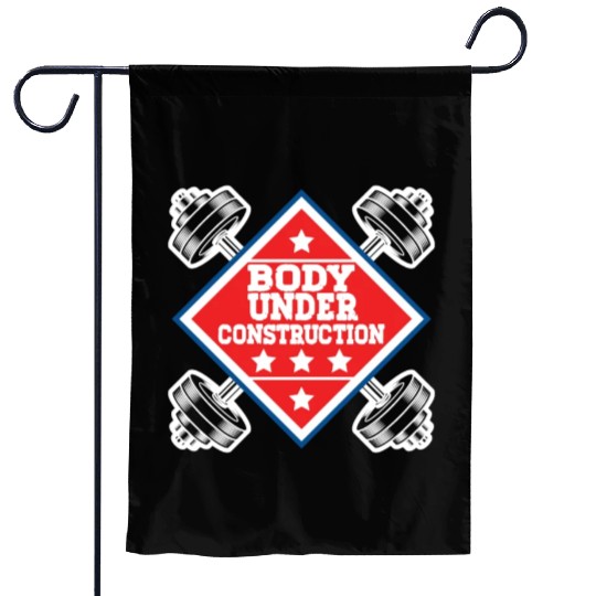 Body Under Construction Gym Workout Garden Flags