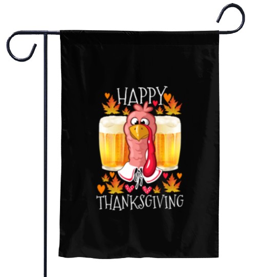 thanksgiving for turkey day family beer Garden Flags