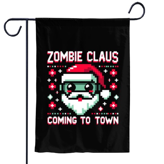 Zombie Claus - Undead Santa with an 8bit Twist Garden Flags