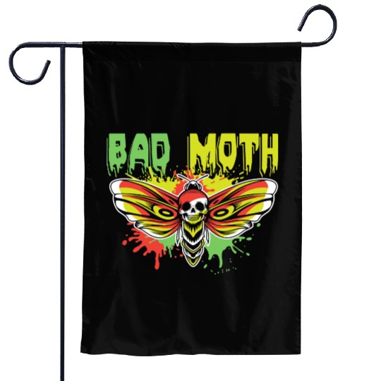 Bad moth | fancy skull colored moth art Garden Flags
