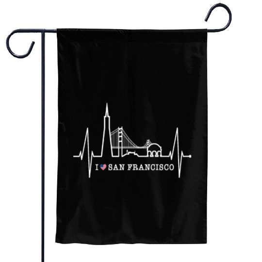 San Francisco Skyline Heartbeat California Lover Garden Flags