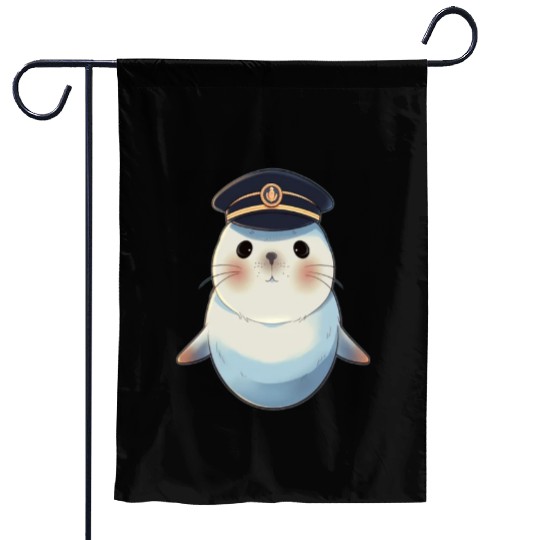 Seal Sailor Cap Boat Captain Cap Boating Seal Garden Flags