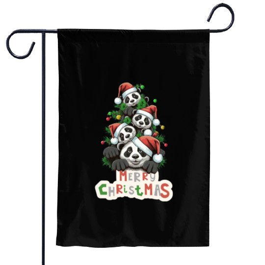 Xmas Panda Paws: A Beary Merry Christmas Garden Flags