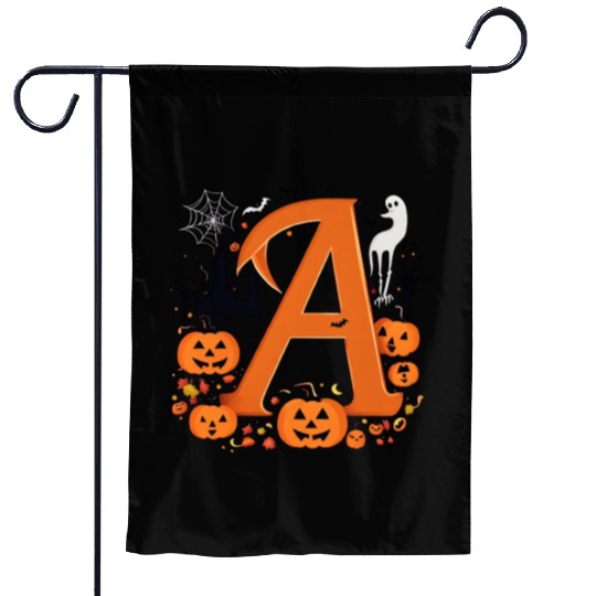 pumpkin with letter A Garden Flags