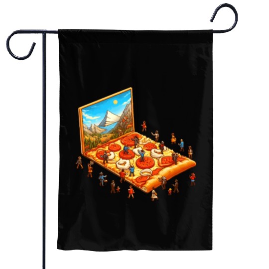 Pizza Hiking People Garden Flags