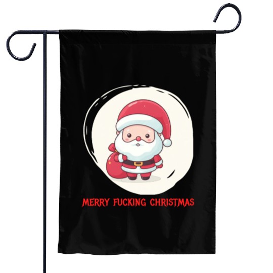 Cute Bad Santa Garden Flags