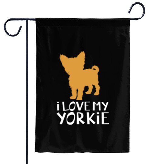 Yorkshire Terrier Dog Silhouette I Love My Yorkie Garden Flags