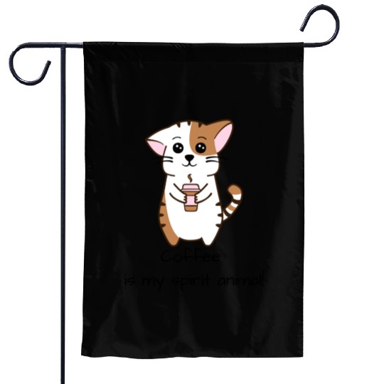 cat coffee Garden Flags