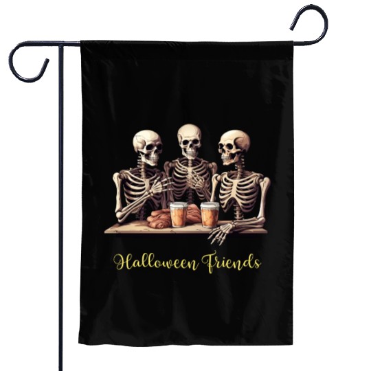 Halloween Costume Skeleton Friends Garden Flags