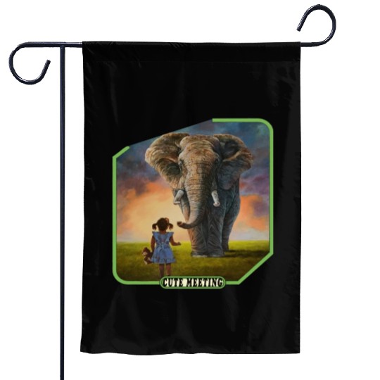 Girl and elephant Garden Flags
