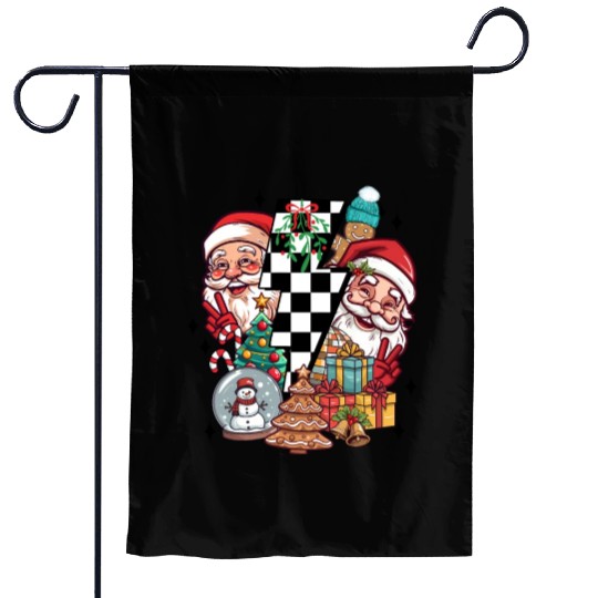 Retro Christmas, Santa, Groovy, Disco Ball, Frosty Garden Flags