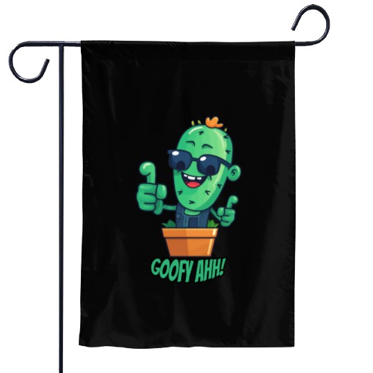 Fun Cactus Character Goofy Ahh Garden Flags