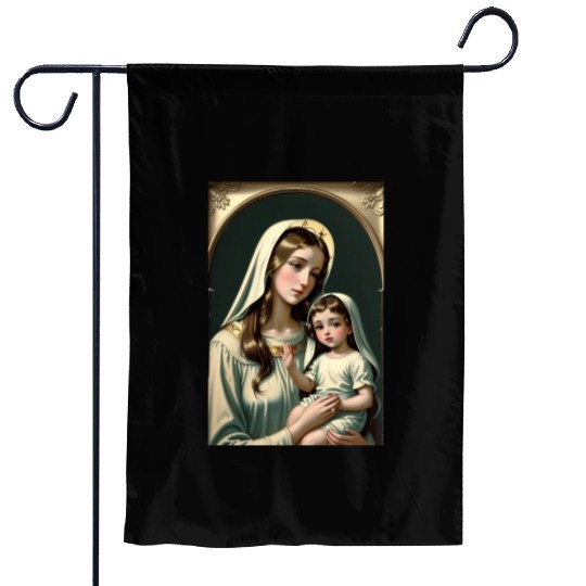 Mother Mary with Baby Jesus Vintage Styled Garden Flags
