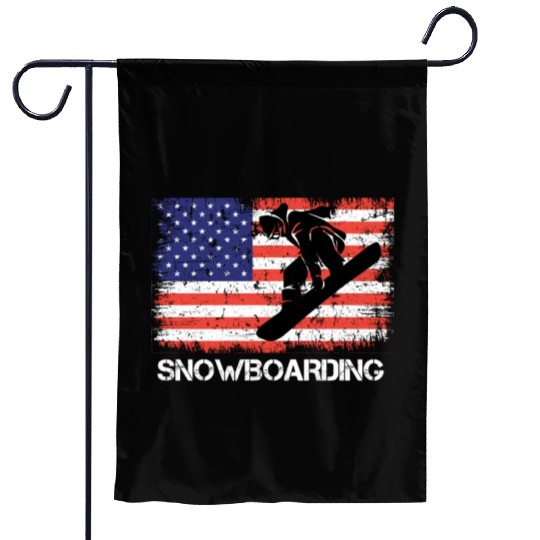 America Snowboarding Stars and Stripes Snowboard Garden Flags