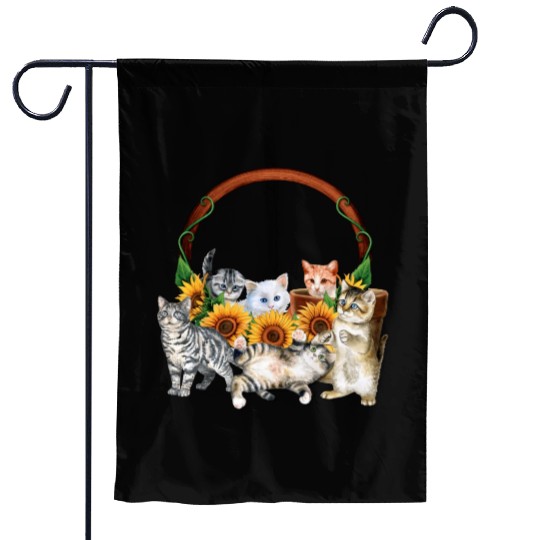 Kittens Sunflowers Gift For Cat LOver Garden Flags