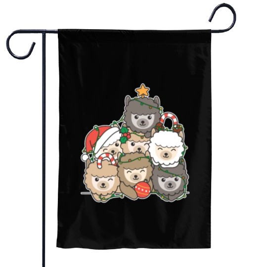 Alpaca Christmas Tree Funny Animal Christmas Garden Flags
