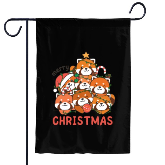 Red Panda Christmas Tree Merry Christmas Garden Flags