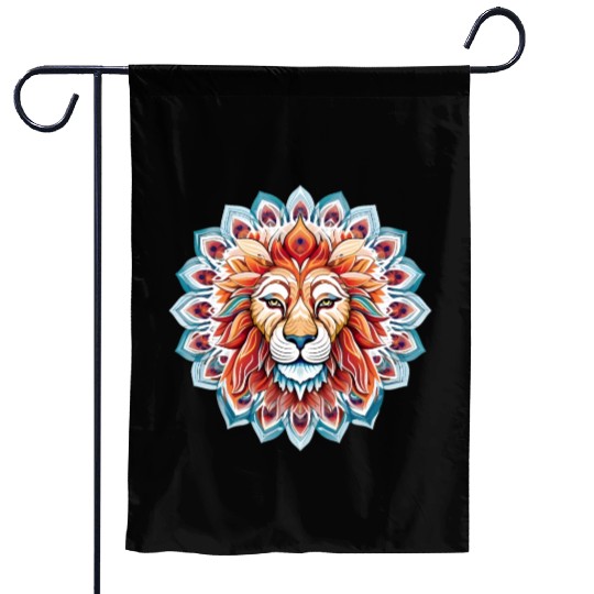 Lion Colored Mandala Art Garden Flags