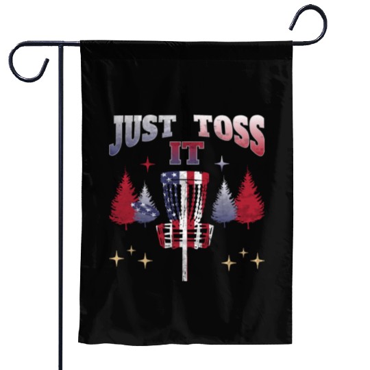 Just Toss It - american flag disc golf basket Garden Flags
