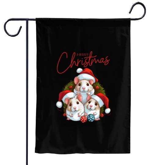 Festive Hamster Christmas Illustration Garden Flags