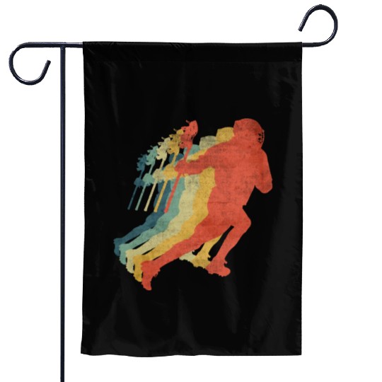 Lacrosse Player Running Retro Vintage Color Garden Flags