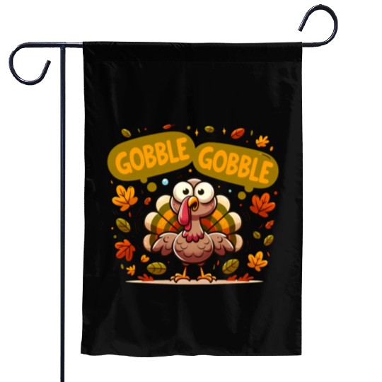 Fun Turkey Gobble Gobble for a Joyful Thanksgiving Garden Flags