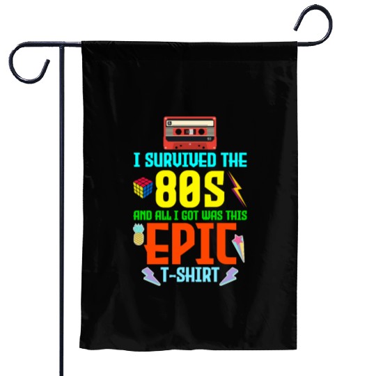 Retro Nostalgia Collage I Survived the '80s' Epic Garden Flags