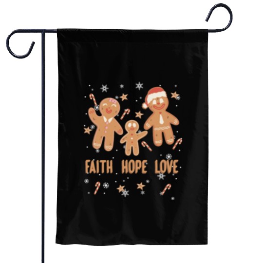 Gingerbread Man Faith Hope Love Religious Garden Flags