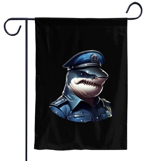 Police shark Garden Flags