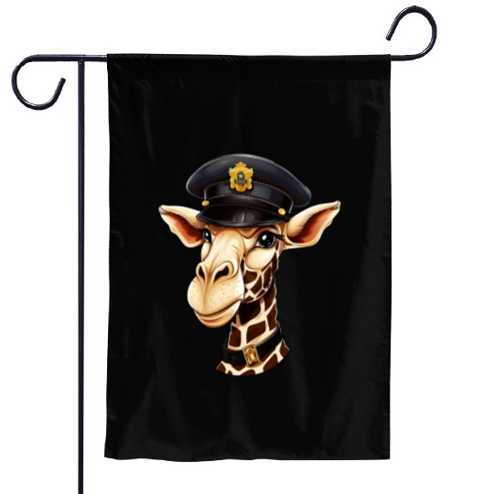 Police giraffe Garden Flags