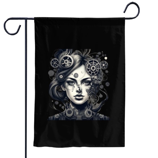 Robot Woman Garden Flags