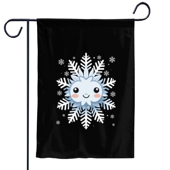 Cute Funny Snowflake Snow Winter Kawaii Gift Garden Flags