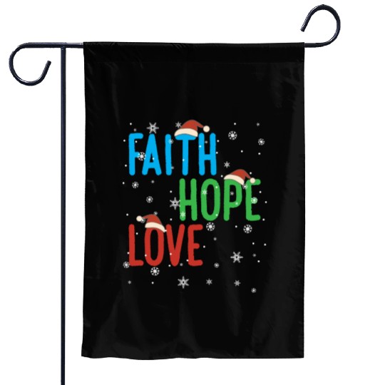 Faith Hope Love Religious Family Christmas Santa Garden Flags