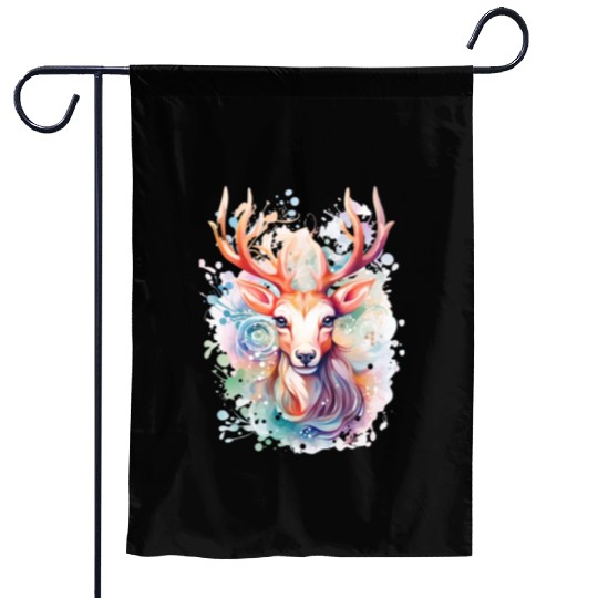 Colorful Reindeer Fantasy: Studio Ghibli Style Garden Flags