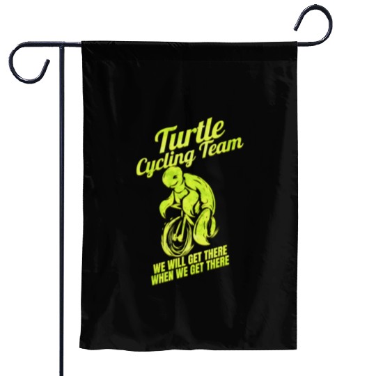 Cyclist Funny Gift Bicycle Tour Bike Turtle Garden Flags