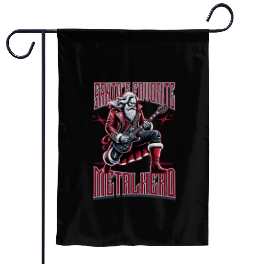 Christmas Rock & Roll Heavy Metal Santa Guitarist Garden Flags