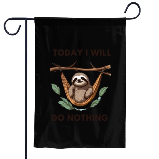 Sleeping Cute Sloth in Hammock Funny Garden Flags
