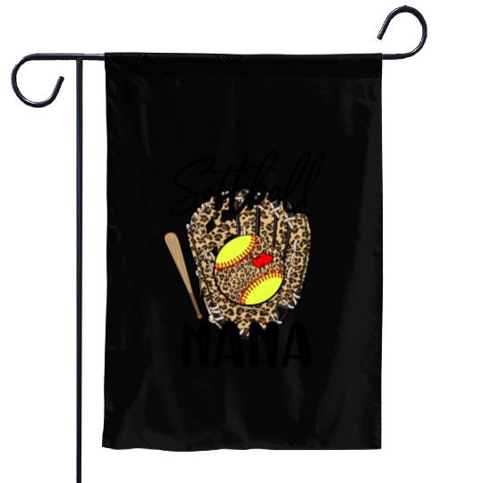 Softball Nana Leopard Game Day Softball Lover Garden Flags