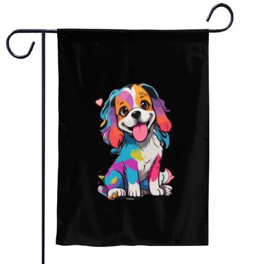 Colorful Cute Dog for Dog Lovers Garden Flags