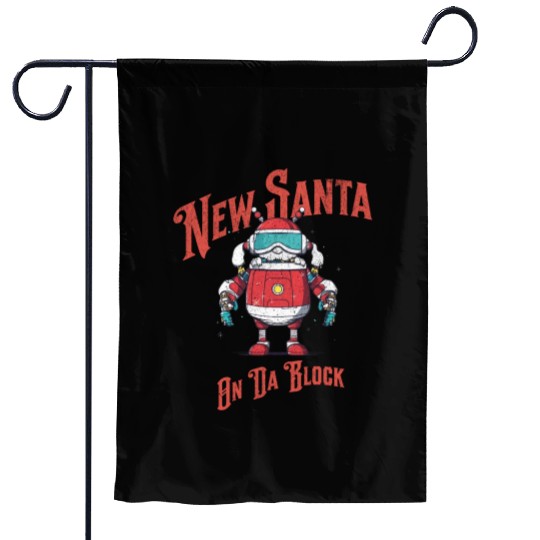 Funny Robot Santa Garden Flags