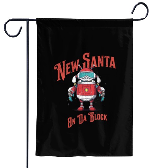 Funny Robot Santa Garden Flags