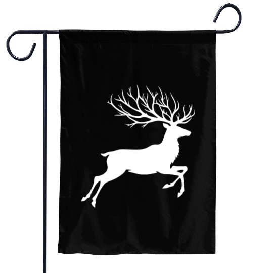 Reindeer silhouette deer antlers Christmas Garden Flags