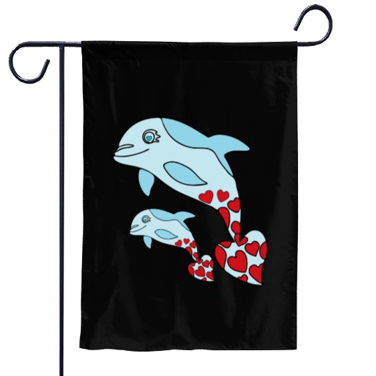 The Endearing Dance of Dolphin Mom and Kid Garden Flags